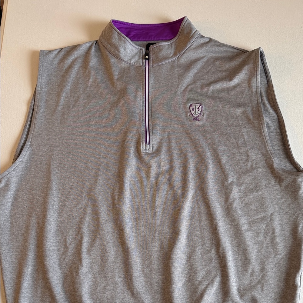 FootJoy Gray and Purple Quarter-Zip Vest